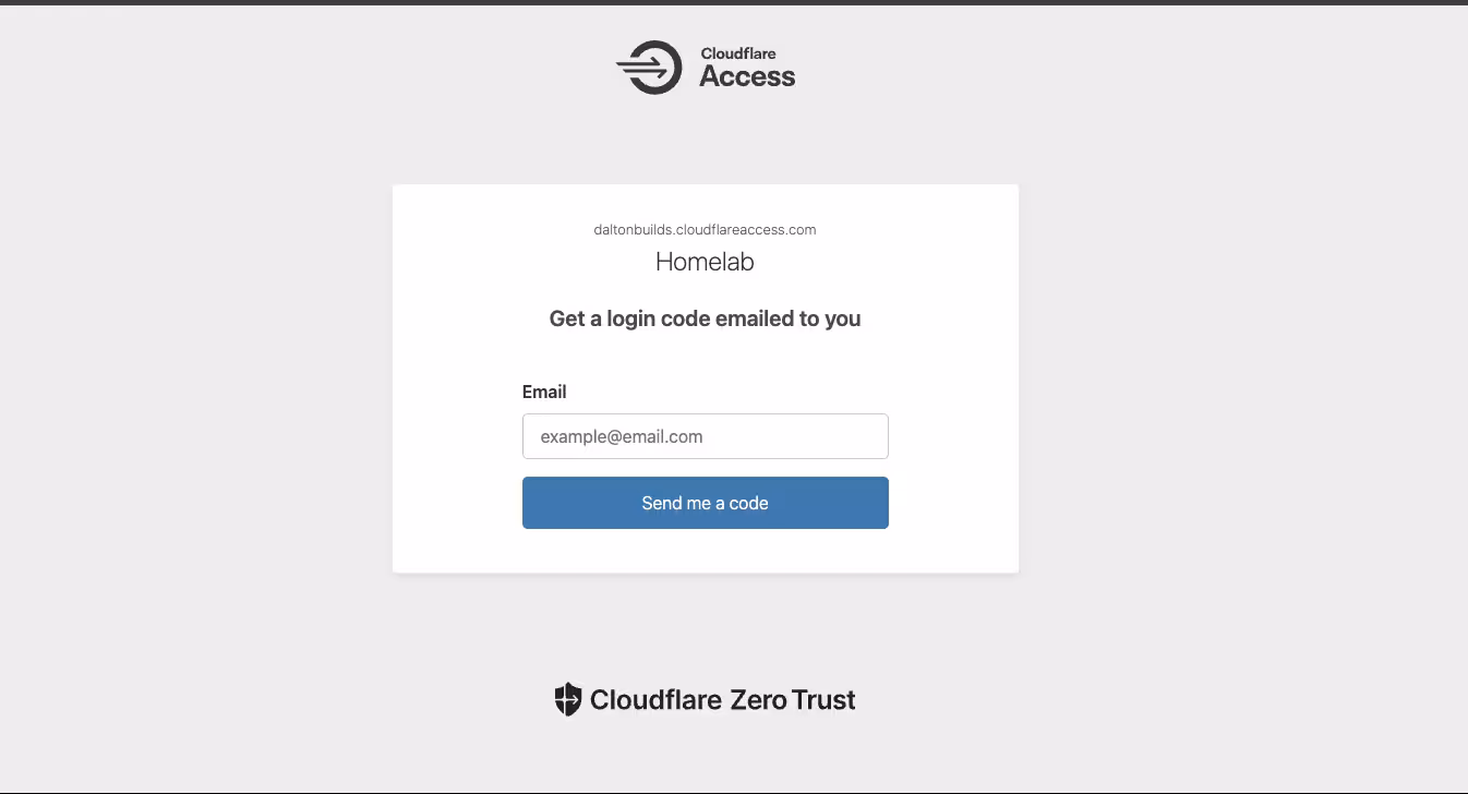 screenshot of Cloudflare Zero Trust Access login screen