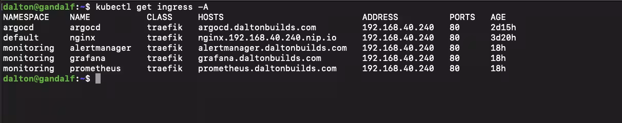terminal output showing all kubernetes ingress healthy